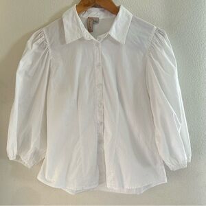 Misia | White Puff Sleeve Button-Up Blouse